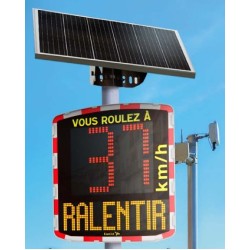 Radar informativ reducere viteza alimentare panou solar si afisaj fata vesela/ trista si mesaj text (portocaliu)